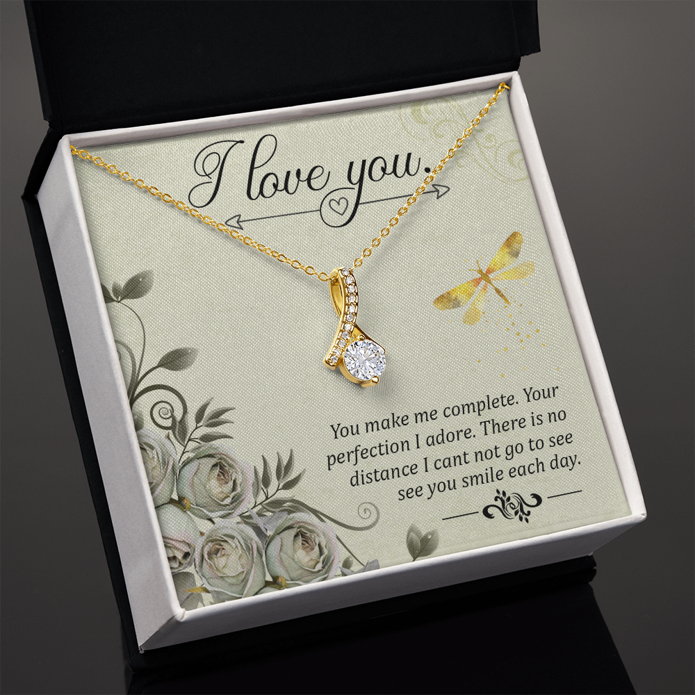 To My Girlfriend I love you Alluring Ribbon Necklace Message Card-Express Your Love Gifts
