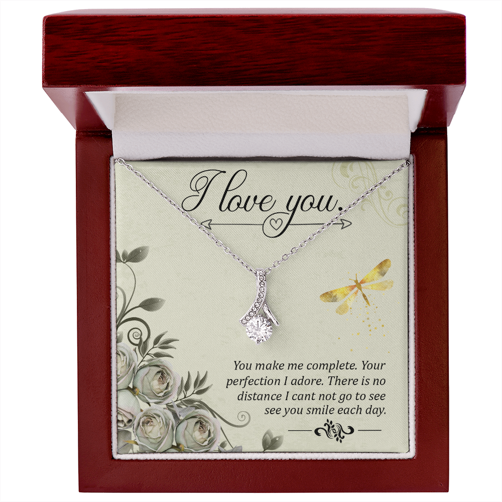 To My Girlfriend I love you Alluring Ribbon Necklace Message Card-Express Your Love Gifts