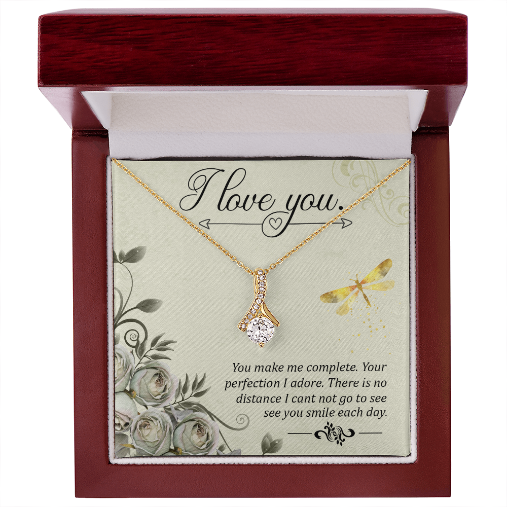To My Girlfriend I love you Alluring Ribbon Necklace Message Card-Express Your Love Gifts