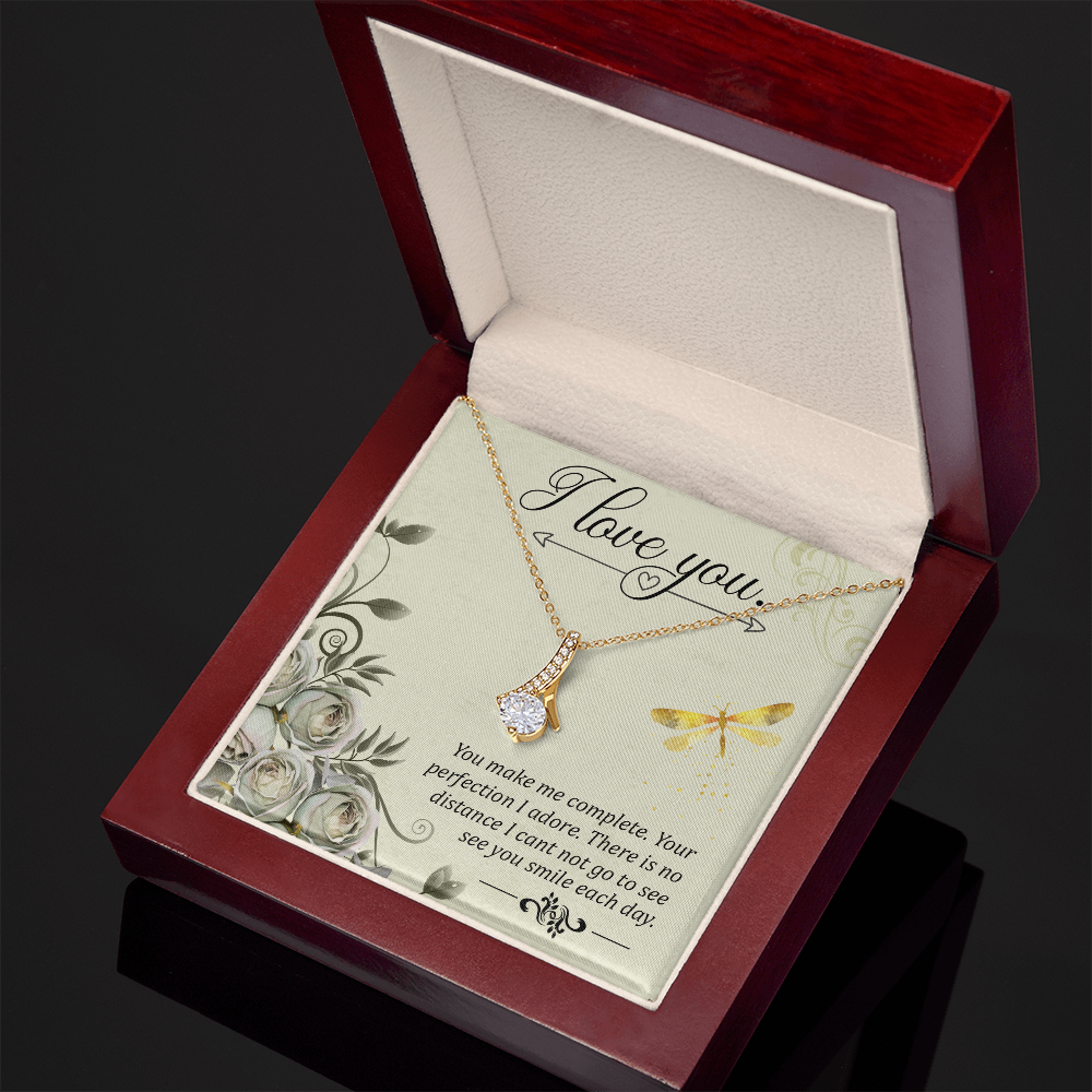 To My Girlfriend I love you Alluring Ribbon Necklace Message Card-Express Your Love Gifts