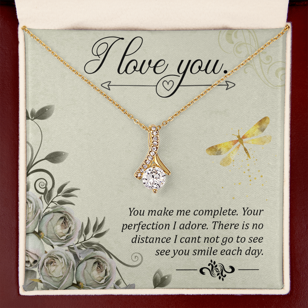 To My Girlfriend I love you Alluring Ribbon Necklace Message Card-Express Your Love Gifts
