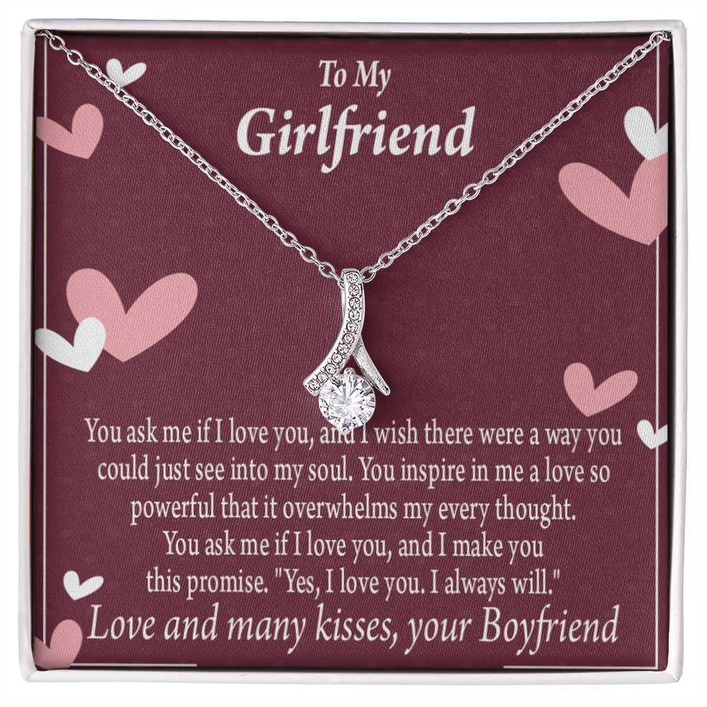 To My Girlfriend I Love You And I Always Will Alluring Ribbon Necklace Message Card-Express Your Love Gifts
