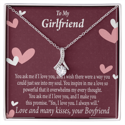 To My Girlfriend I Love You And I Always Will Alluring Ribbon Necklace Message Card-Express Your Love Gifts