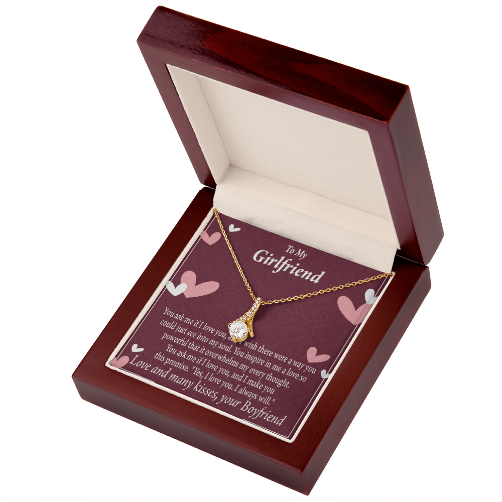 To My Girlfriend I Love You And I Always Will Alluring Ribbon Necklace Message Card-Express Your Love Gifts
