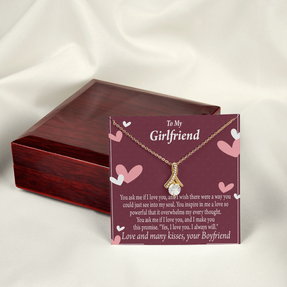To My Girlfriend I Love You And I Always Will Alluring Ribbon Necklace Message Card-Express Your Love Gifts