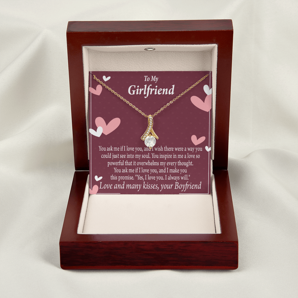 To My Girlfriend I Love You And I Always Will Alluring Ribbon Necklace Message Card-Express Your Love Gifts