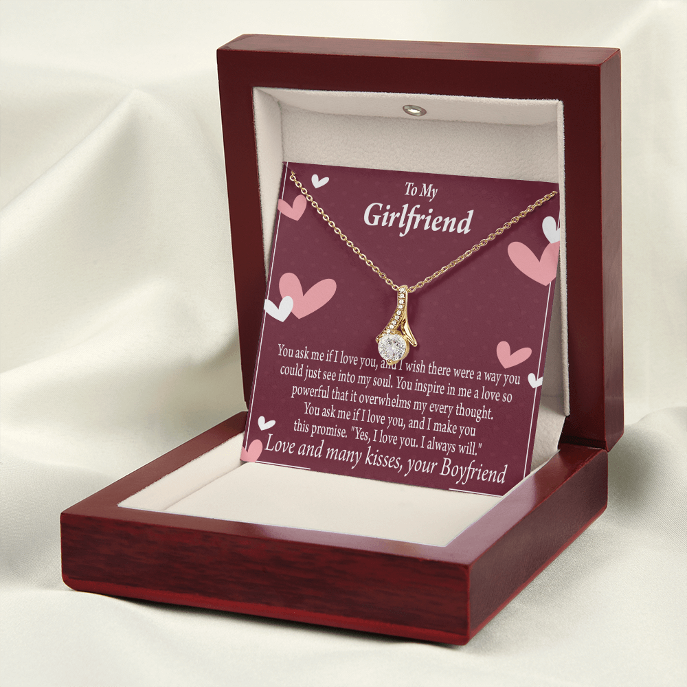 To My Girlfriend I Love You And I Always Will Alluring Ribbon Necklace Message Card-Express Your Love Gifts