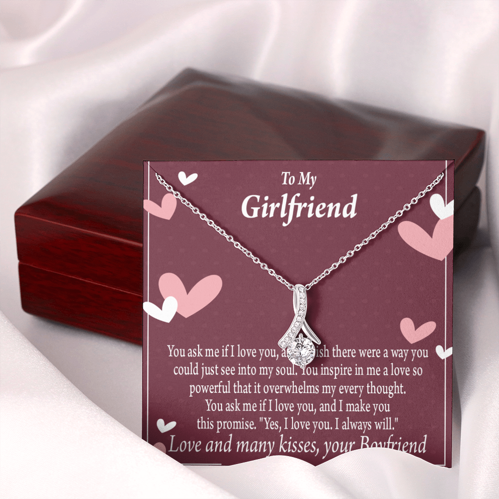To My Girlfriend I Love You And I Always Will Alluring Ribbon Necklace Message Card-Express Your Love Gifts