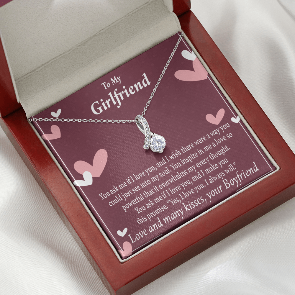 To My Girlfriend I Love You And I Always Will Alluring Ribbon Necklace Message Card-Express Your Love Gifts
