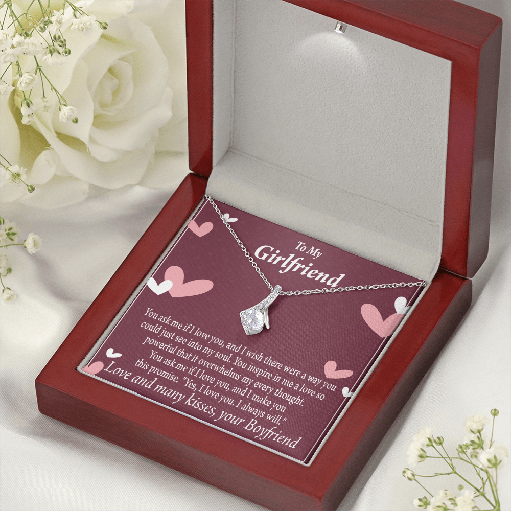 To My Girlfriend I Love You And I Always Will Alluring Ribbon Necklace Message Card-Express Your Love Gifts
