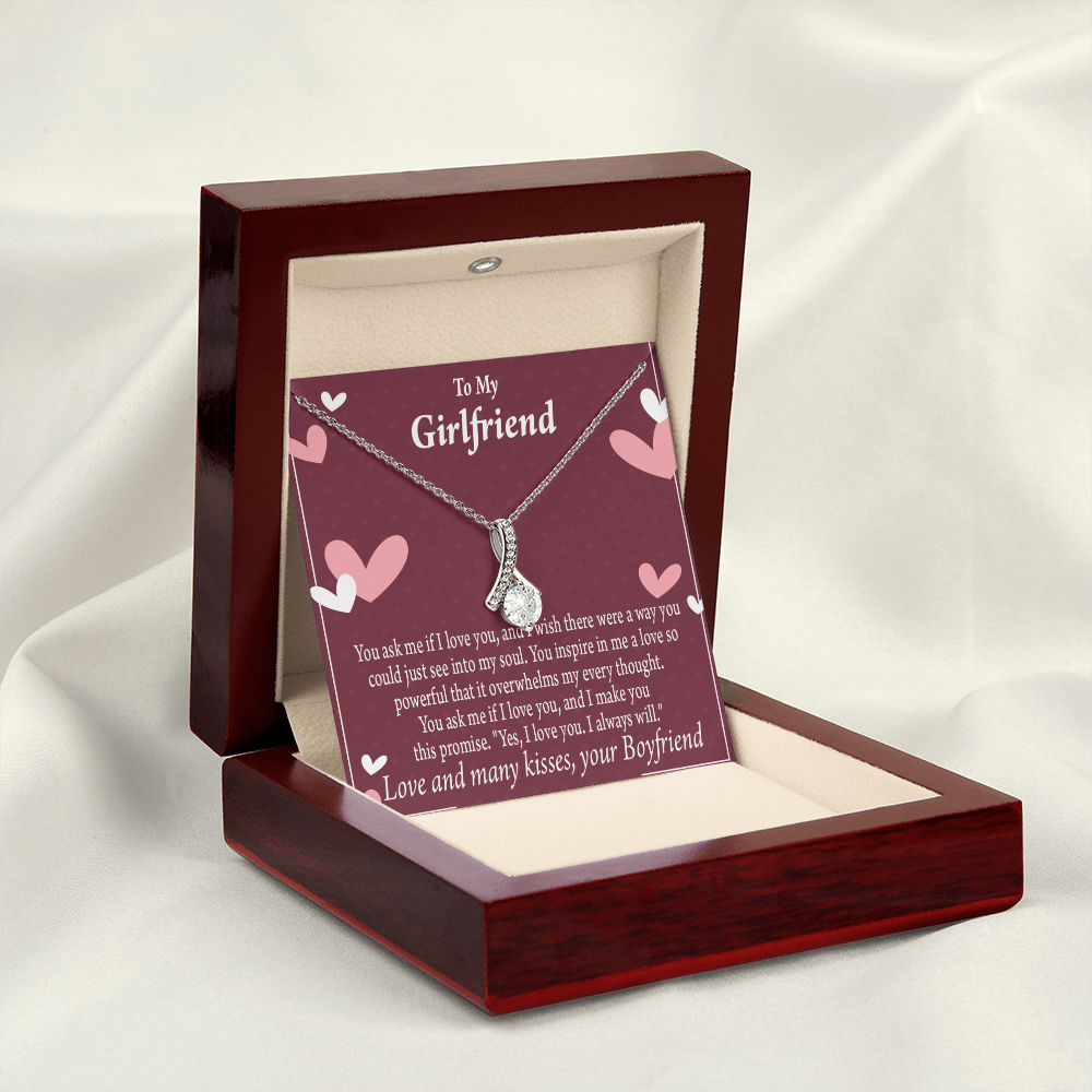 To My Girlfriend I Love You And I Always Will Alluring Ribbon Necklace Message Card-Express Your Love Gifts