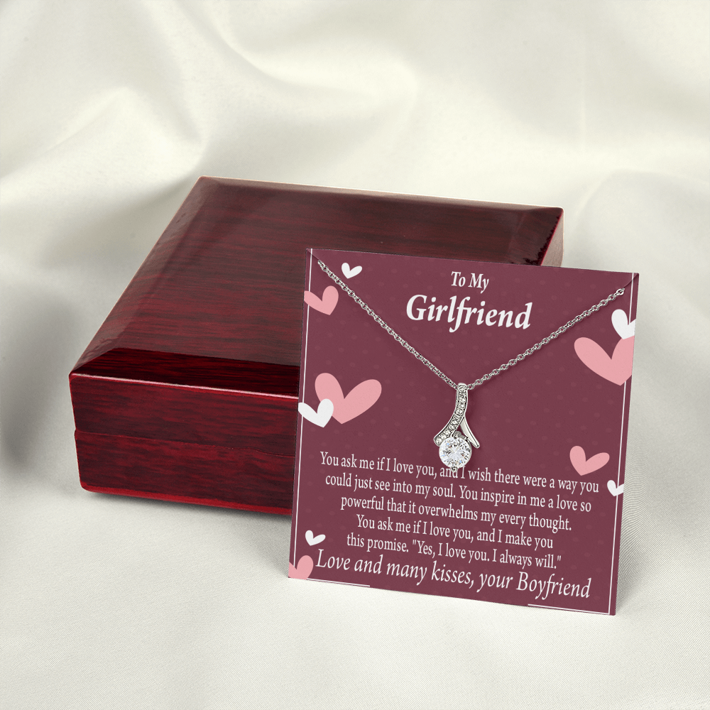 To My Girlfriend I Love You And I Always Will Alluring Ribbon Necklace Message Card-Express Your Love Gifts