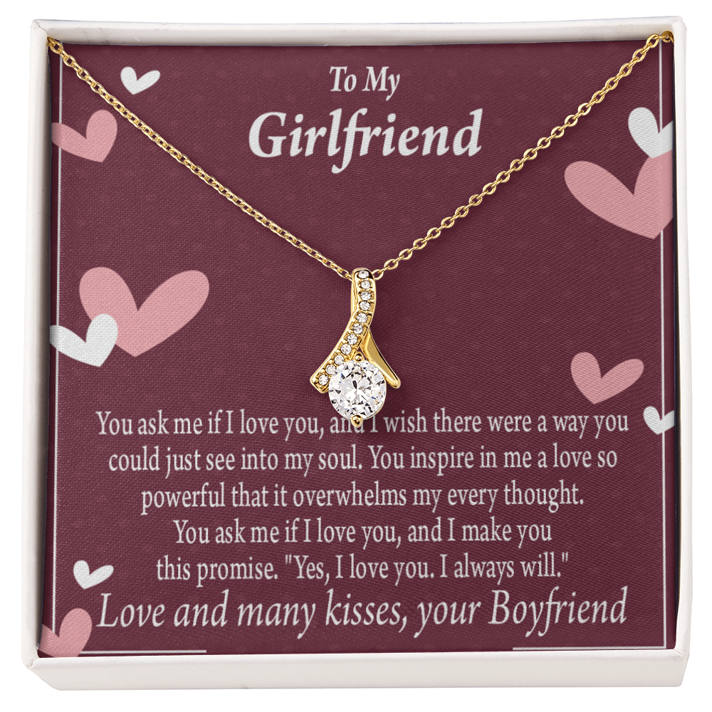 To My Girlfriend I Love You And I Always Will Alluring Ribbon Necklace Message Card-Express Your Love Gifts