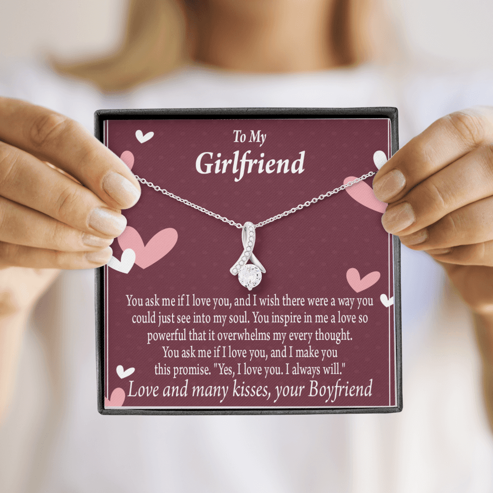 To My Girlfriend I Love You And I Always Will Alluring Ribbon Necklace Message Card-Express Your Love Gifts