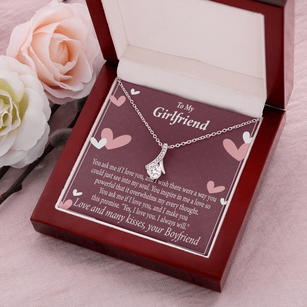 To My Girlfriend I Love You And I Always Will Alluring Ribbon Necklace Message Card-Express Your Love Gifts