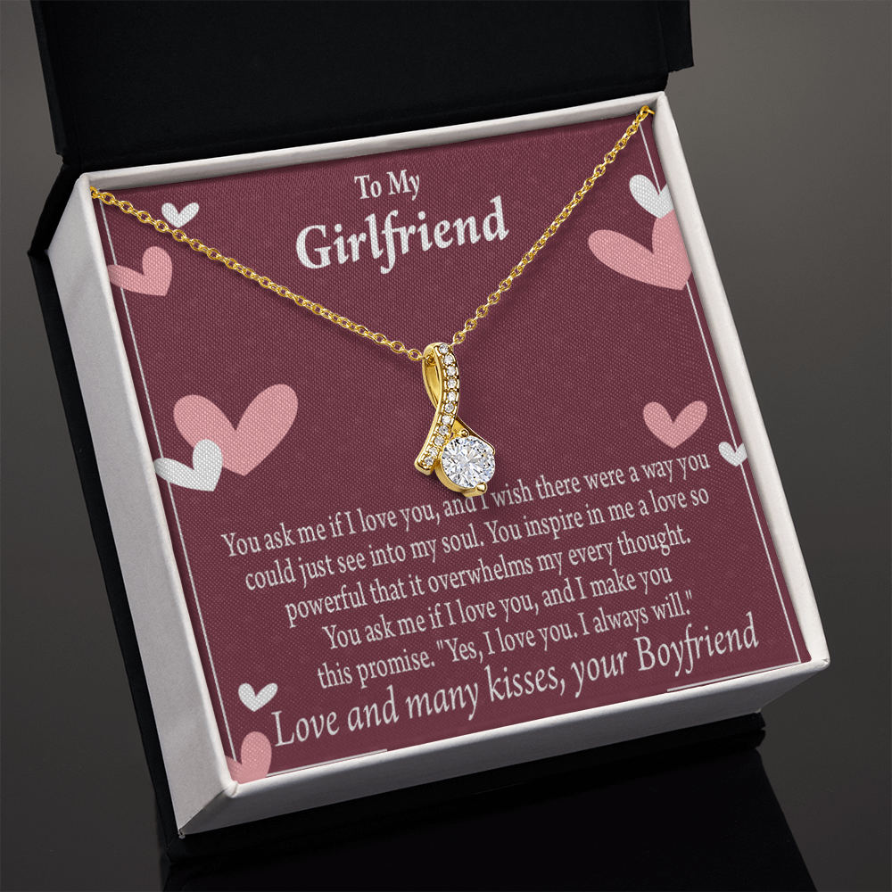 To My Girlfriend I Love You And I Always Will Alluring Ribbon Necklace Message Card-Express Your Love Gifts