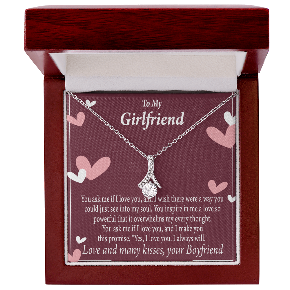 To My Girlfriend I Love You And I Always Will Alluring Ribbon Necklace Message Card-Express Your Love Gifts