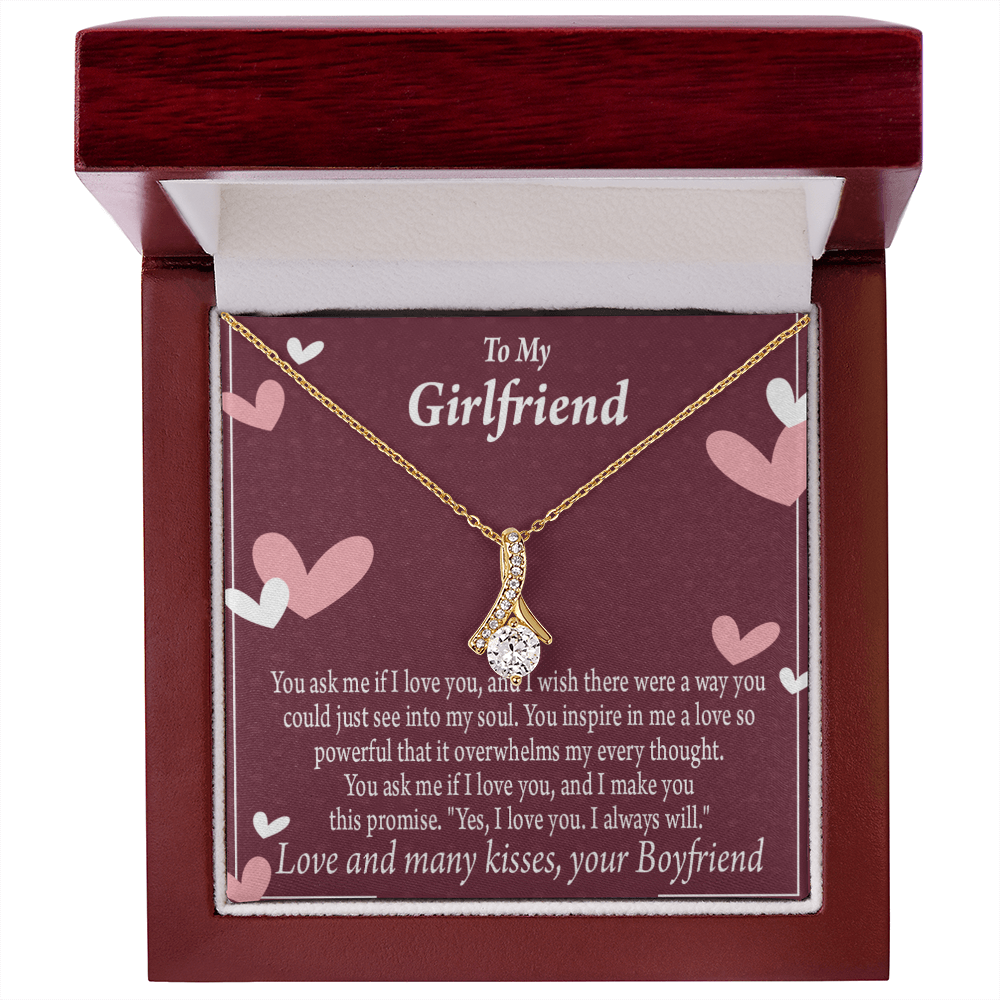 To My Girlfriend I Love You And I Always Will Alluring Ribbon Necklace Message Card-Express Your Love Gifts
