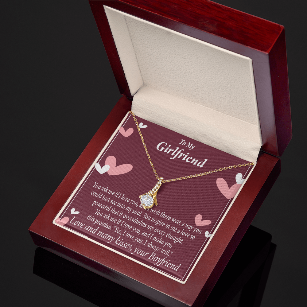 To My Girlfriend I Love You And I Always Will Alluring Ribbon Necklace Message Card-Express Your Love Gifts