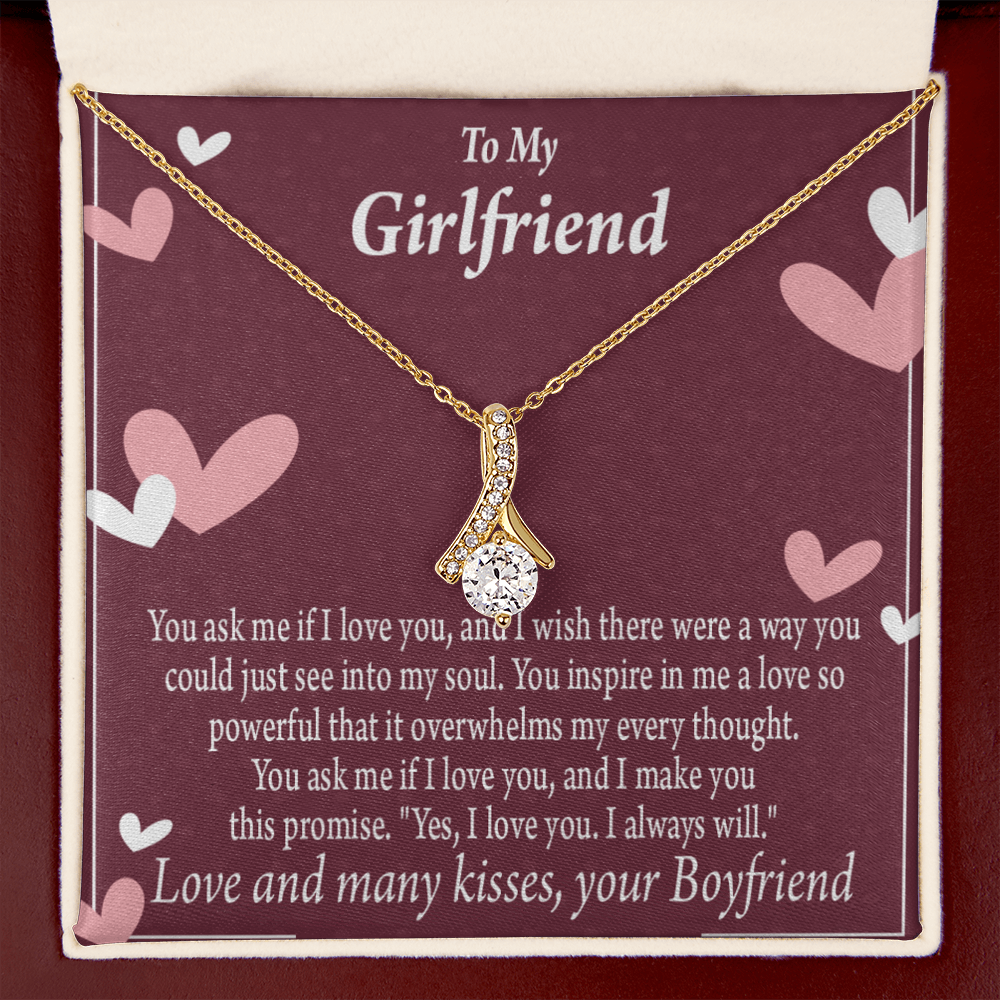 To My Girlfriend I Love You And I Always Will Alluring Ribbon Necklace Message Card-Express Your Love Gifts