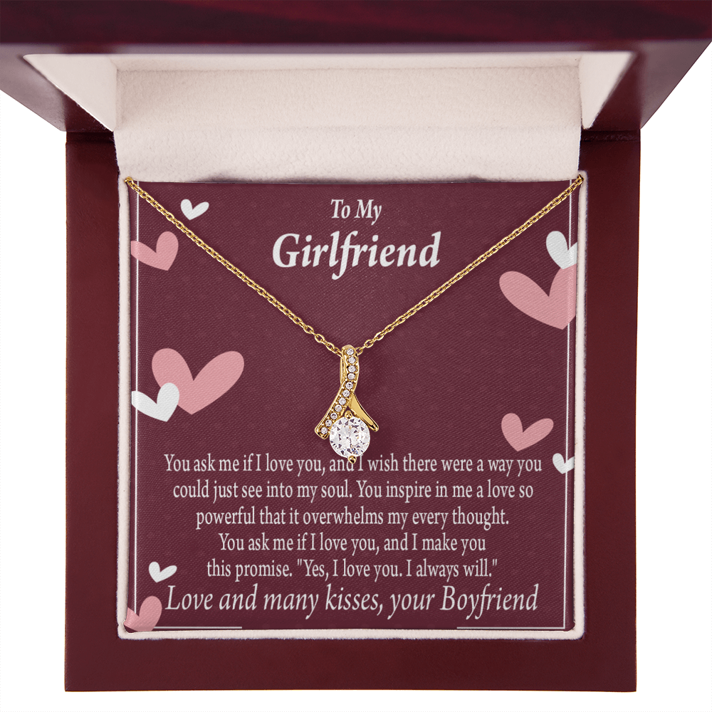 To My Girlfriend I Love You And I Always Will Alluring Ribbon Necklace Message Card-Express Your Love Gifts