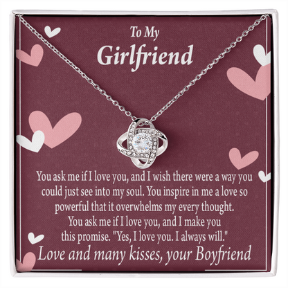 To My Girlfriend I Love You And I Always Will Infinity Knot Necklace Message Card-Express Your Love Gifts