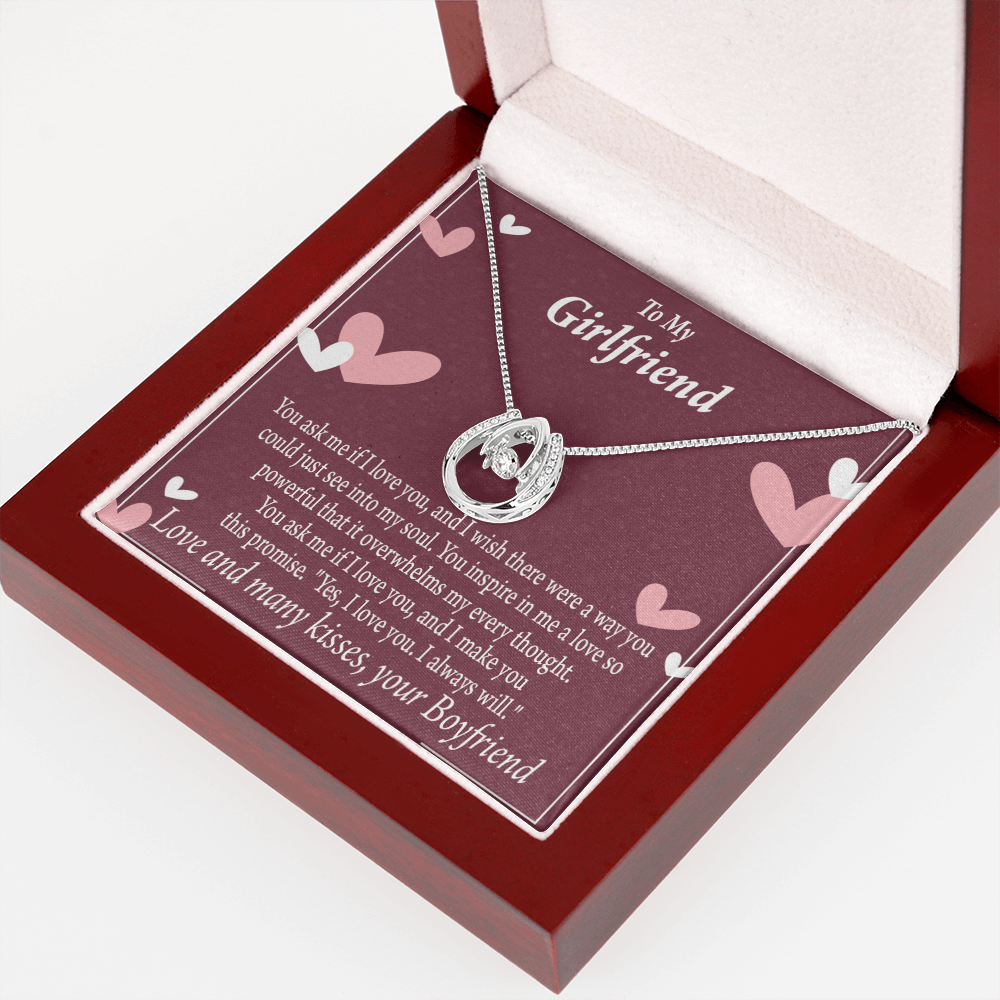 To My Girlfriend I Love You And I Always Will Lucky Horseshoe Necklace Message Card 14k w CZ Crystals-Express Your Love Gifts