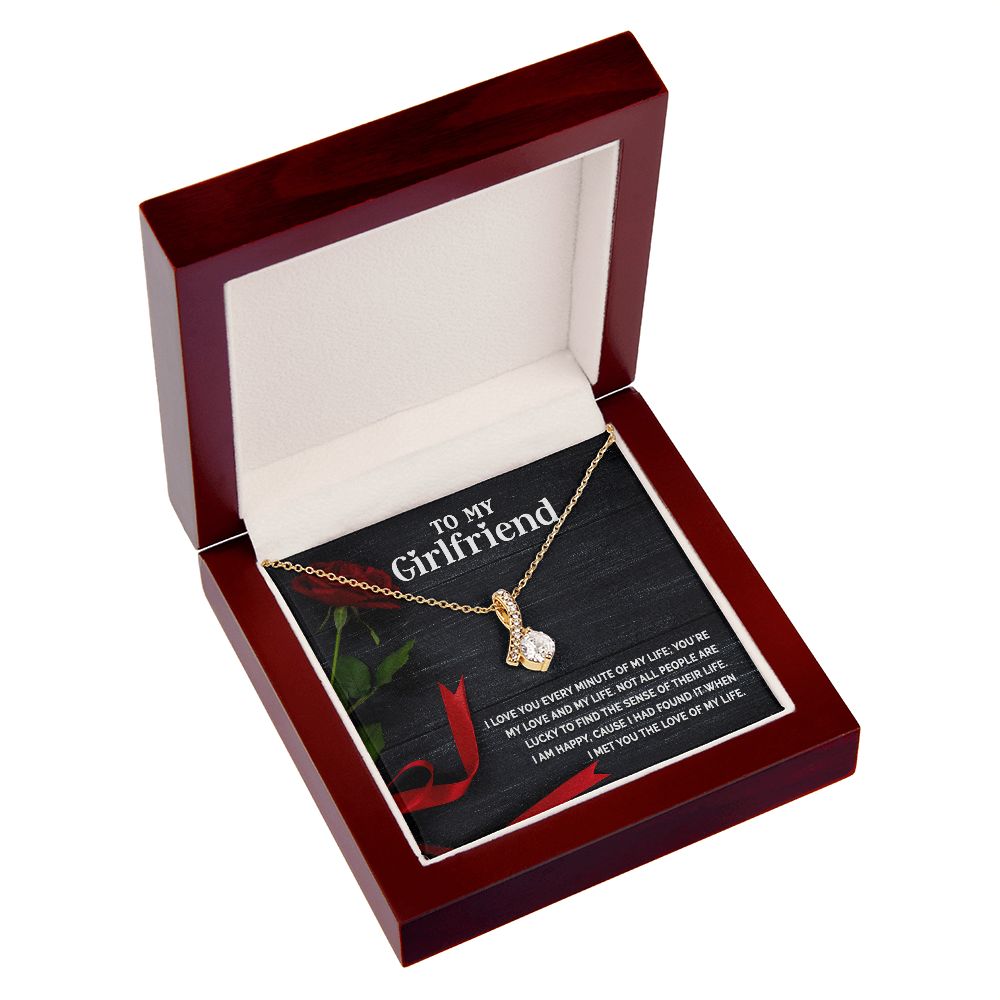 To My Girlfriend I Love You Every Minute of My Life Alluring Ribbon Necklace Message Card-Express Your Love Gifts