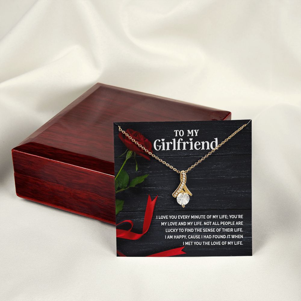 To My Girlfriend I Love You Every Minute of My Life Alluring Ribbon Necklace Message Card-Express Your Love Gifts