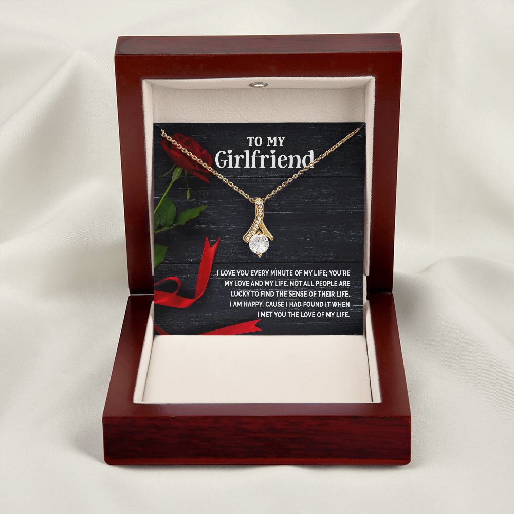 To My Girlfriend I Love You Every Minute of My Life Alluring Ribbon Necklace Message Card-Express Your Love Gifts