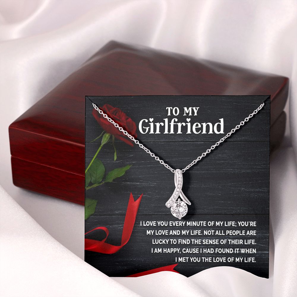 To My Girlfriend I Love You Every Minute of My Life Alluring Ribbon Necklace Message Card-Express Your Love Gifts