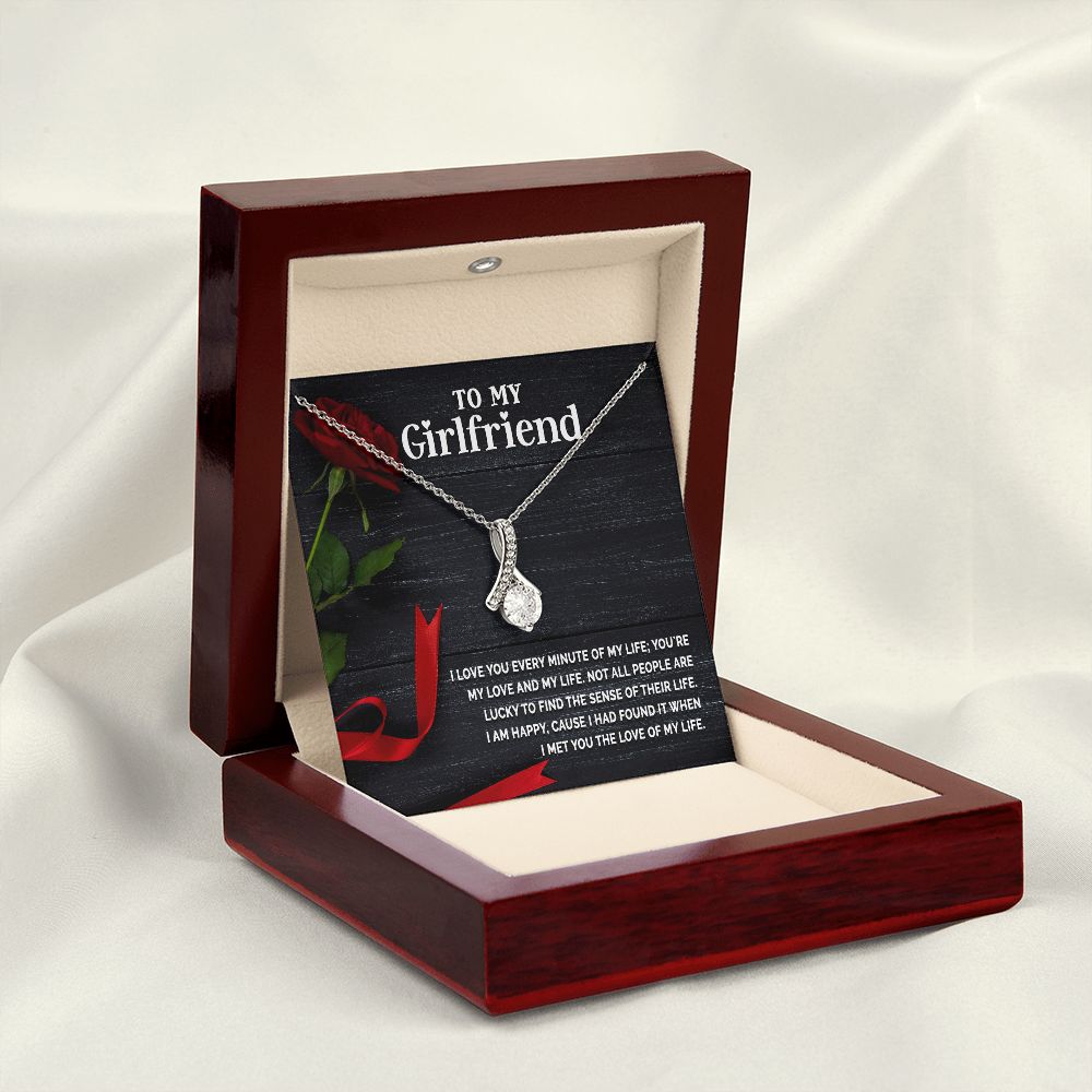 To My Girlfriend I Love You Every Minute of My Life Alluring Ribbon Necklace Message Card-Express Your Love Gifts