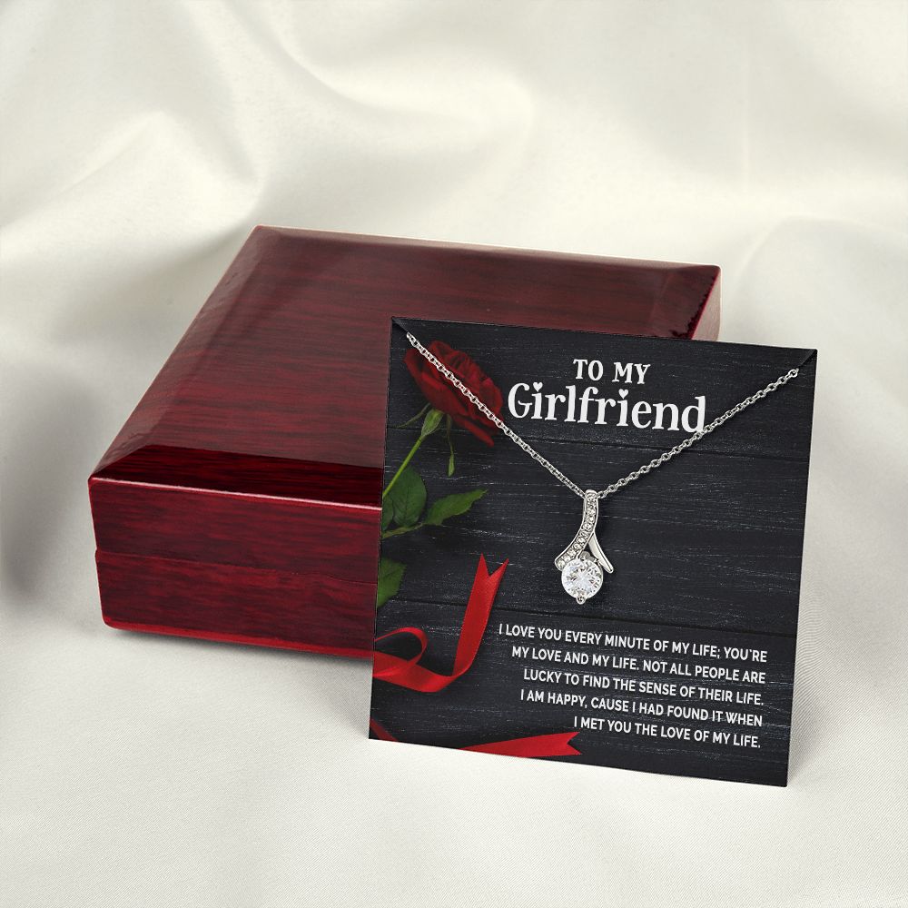 To My Girlfriend I Love You Every Minute of My Life Alluring Ribbon Necklace Message Card-Express Your Love Gifts