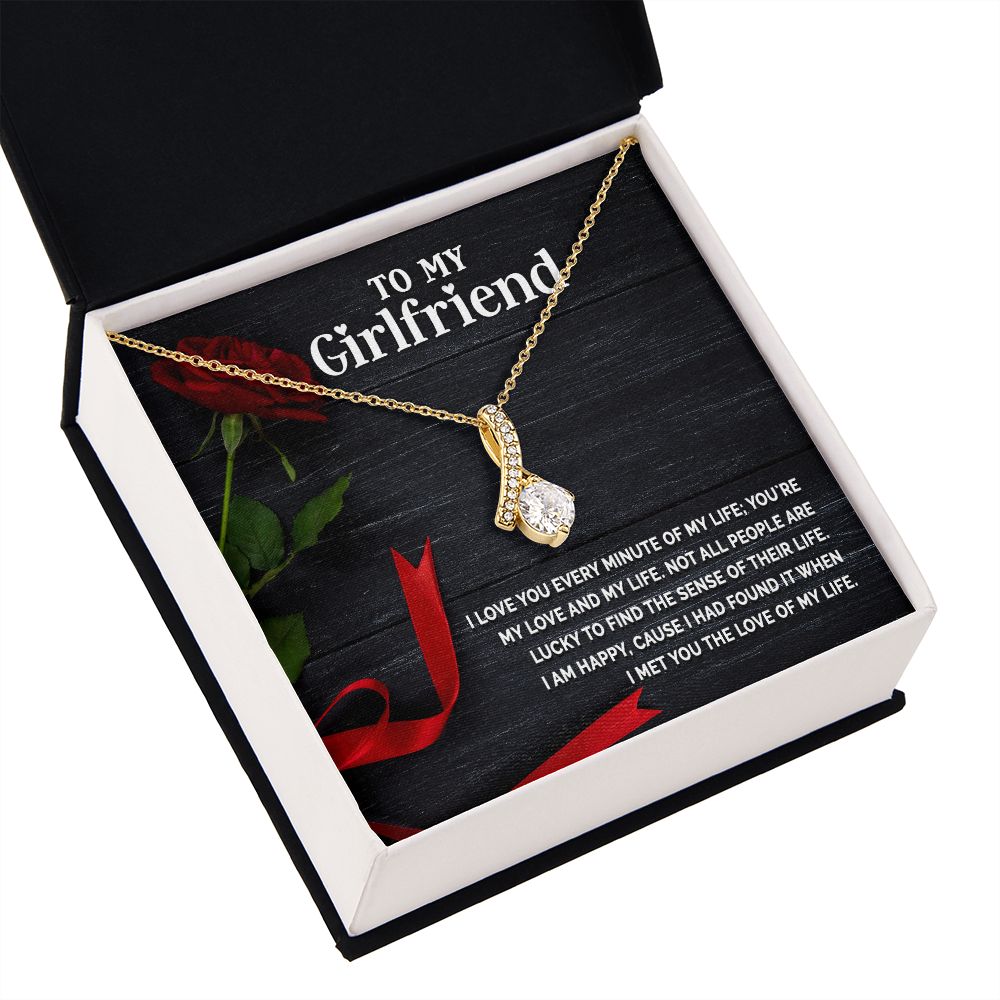To My Girlfriend I Love You Every Minute of My Life Alluring Ribbon Necklace Message Card-Express Your Love Gifts