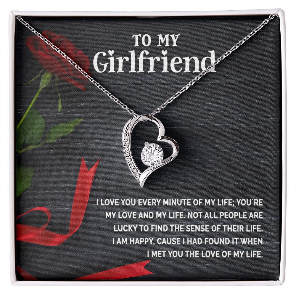 To My Girlfriend I Love You Every Minute of My Life Forever Necklace w Message Card-Express Your Love Gifts