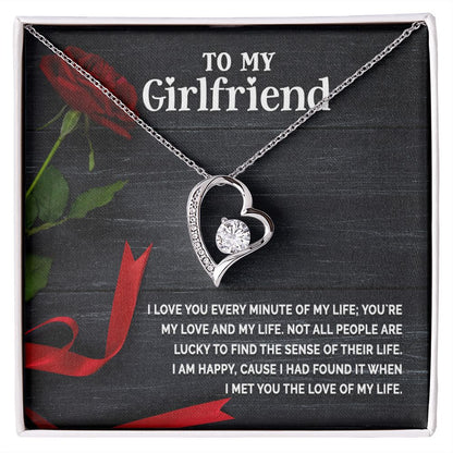 To My Girlfriend I Love You Every Minute of My Life Forever Necklace w Message Card-Express Your Love Gifts