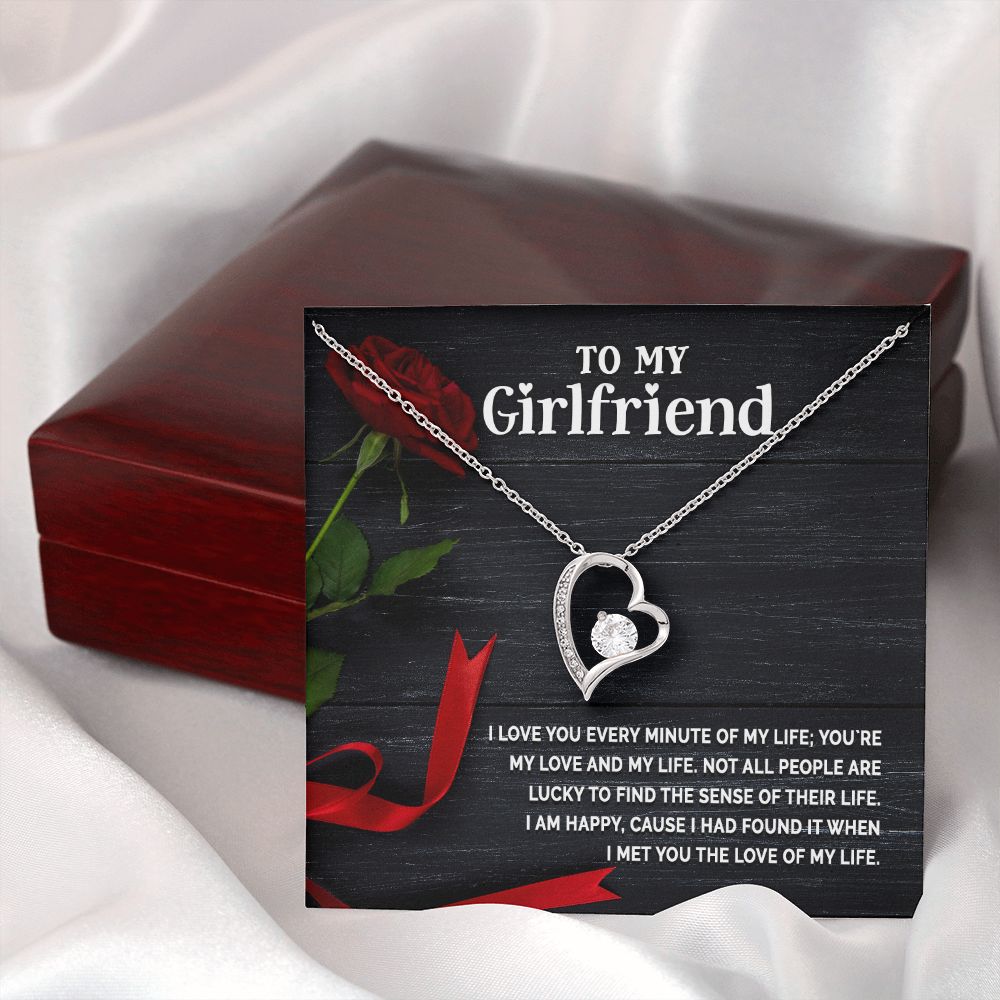 To My Girlfriend I Love You Every Minute of My Life Forever Necklace w Message Card-Express Your Love Gifts