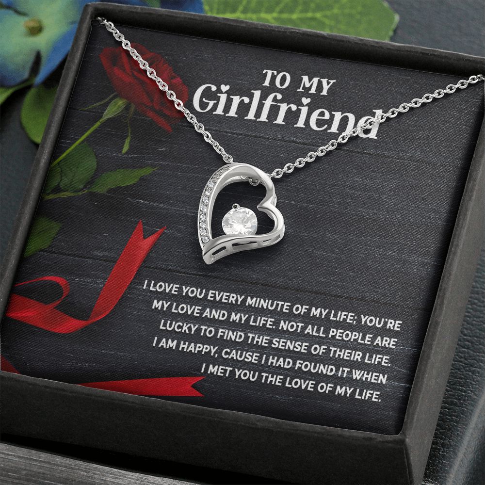 To My Girlfriend I Love You Every Minute of My Life Forever Necklace w Message Card-Express Your Love Gifts