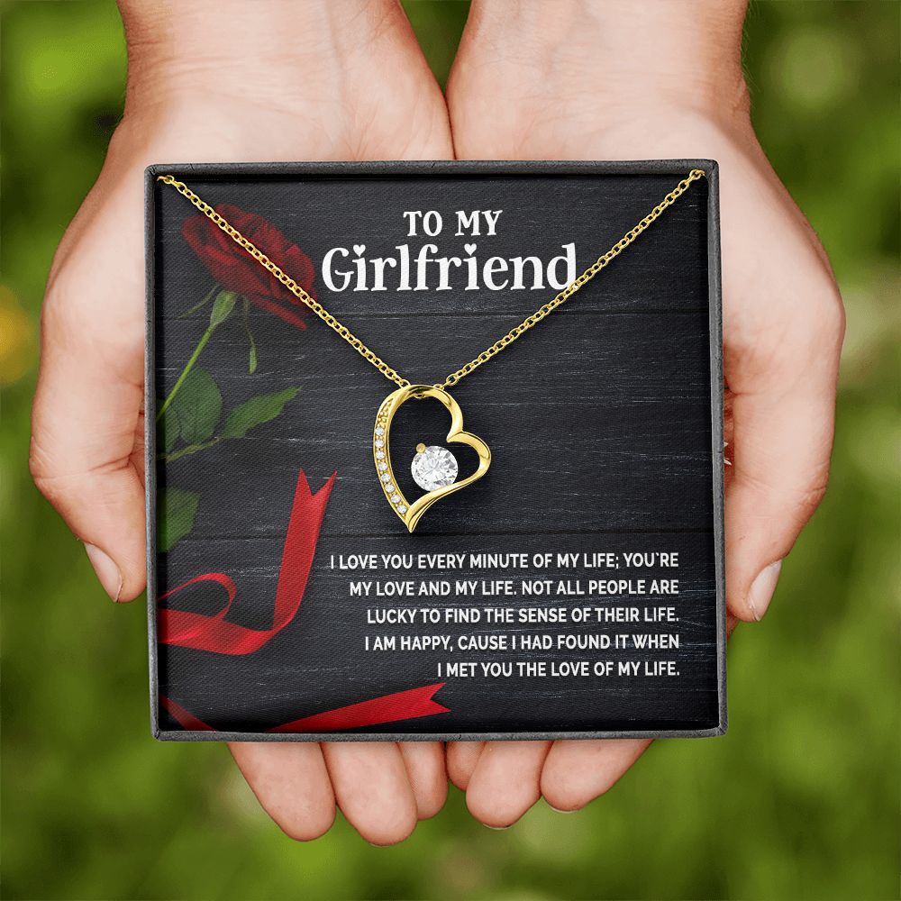 To My Girlfriend I Love You Every Minute of My Life Forever Necklace w Message Card-Express Your Love Gifts