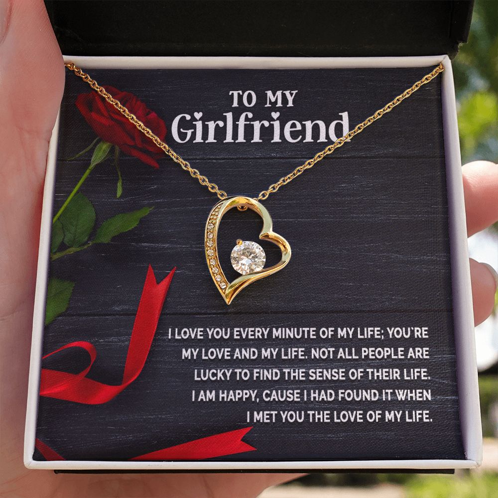 To My Girlfriend I Love You Every Minute of My Life Forever Necklace w Message Card-Express Your Love Gifts