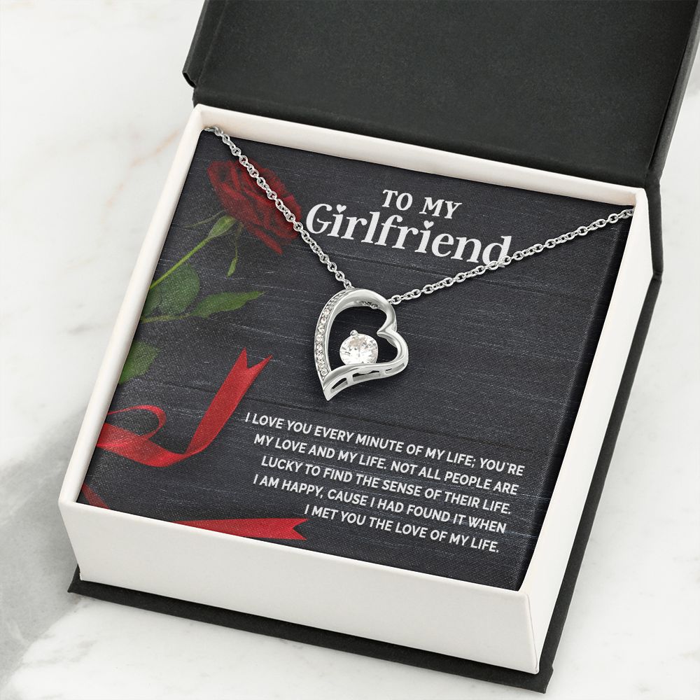 To My Girlfriend I Love You Every Minute of My Life Forever Necklace w Message Card-Express Your Love Gifts