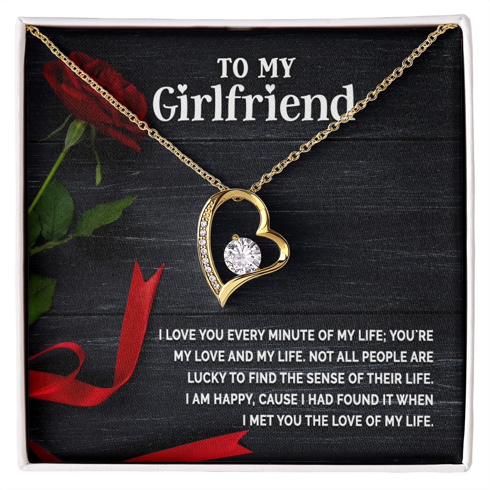 To My Girlfriend I Love You Every Minute of My Life Forever Necklace w Message Card-Express Your Love Gifts
