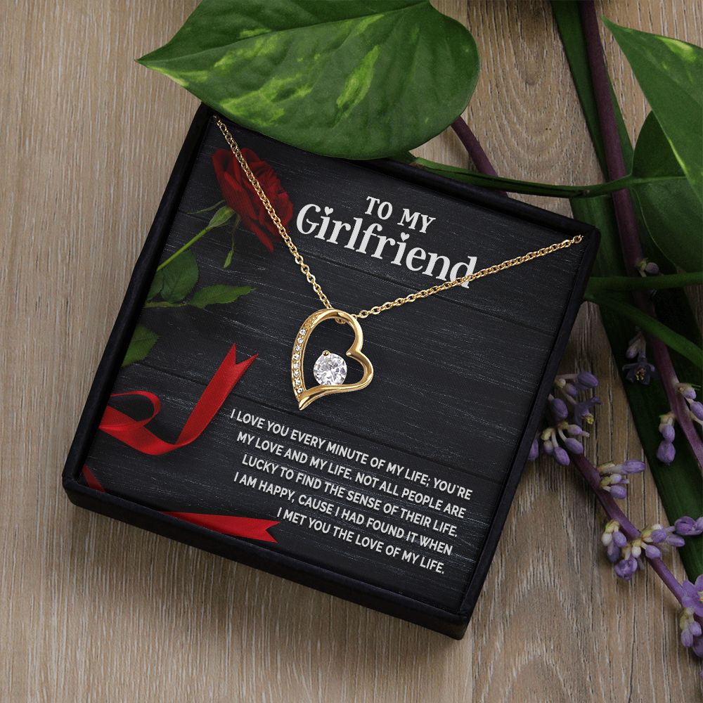 To My Girlfriend I Love You Every Minute of My Life Forever Necklace w Message Card-Express Your Love Gifts