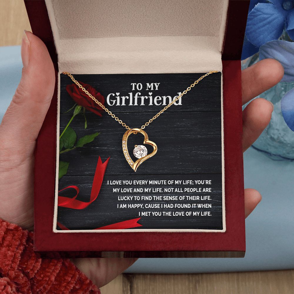 To My Girlfriend I Love You Every Minute of My Life Forever Necklace w Message Card-Express Your Love Gifts