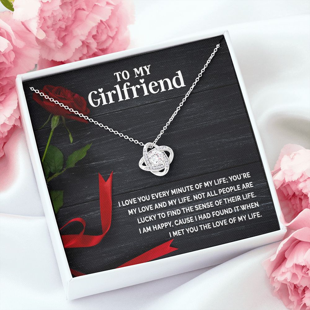To My Girlfriend I Love You Every Minute of My Life Infinity Knot Necklace Message Card-Express Your Love Gifts