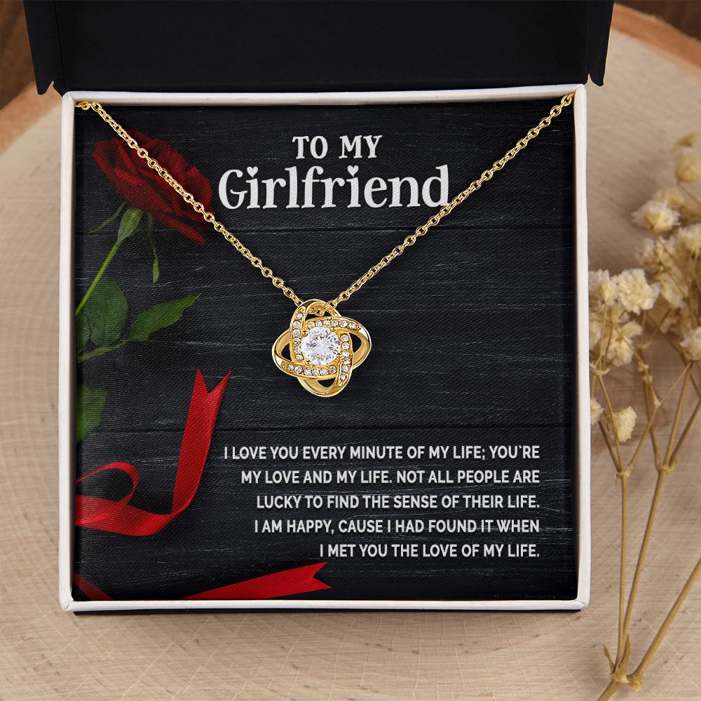 To My Girlfriend I Love You Every Minute of My Life Infinity Knot Necklace Message Card-Express Your Love Gifts