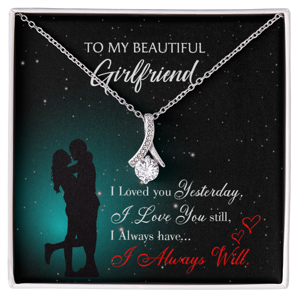 To My Girlfriend I Love You Forever Alluring Ribbon Necklace Message Card-Express Your Love Gifts