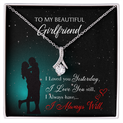To My Girlfriend I Love You Forever Alluring Ribbon Necklace Message Card-Express Your Love Gifts