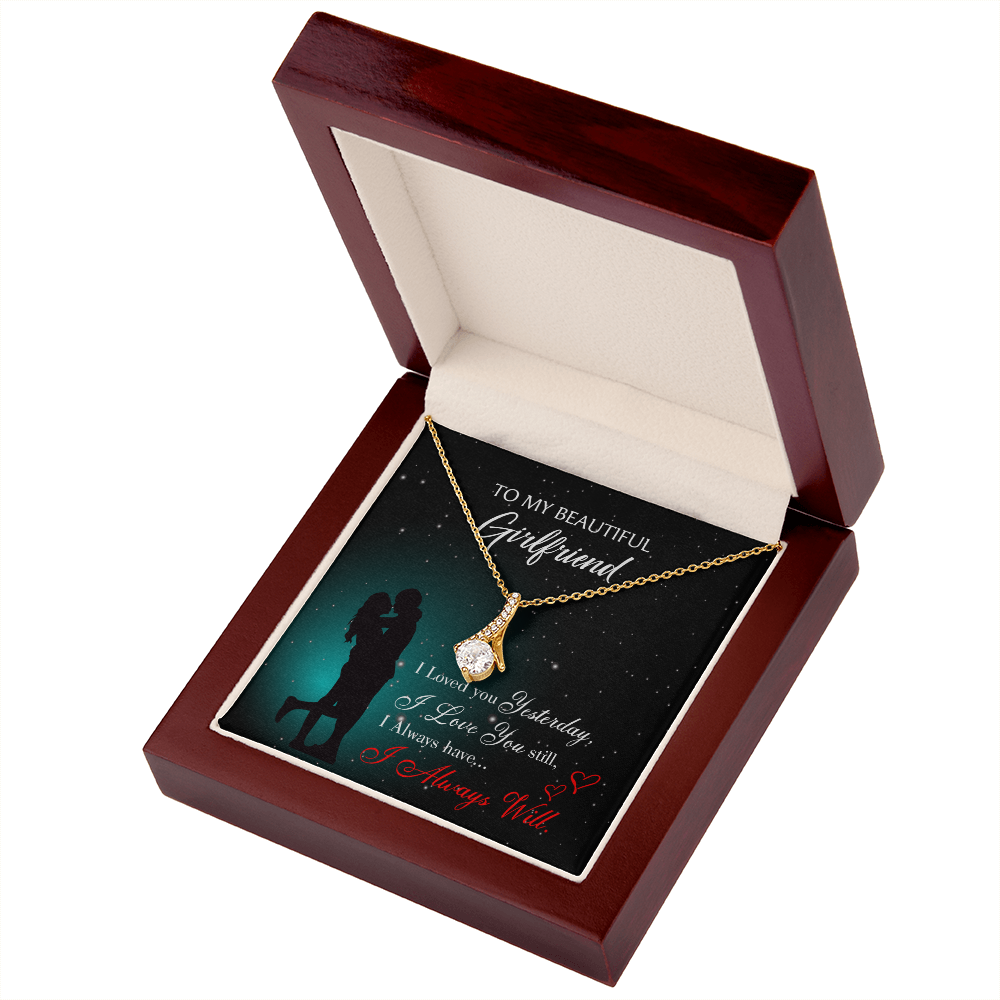 To My Girlfriend I Love You Forever Alluring Ribbon Necklace Message Card-Express Your Love Gifts