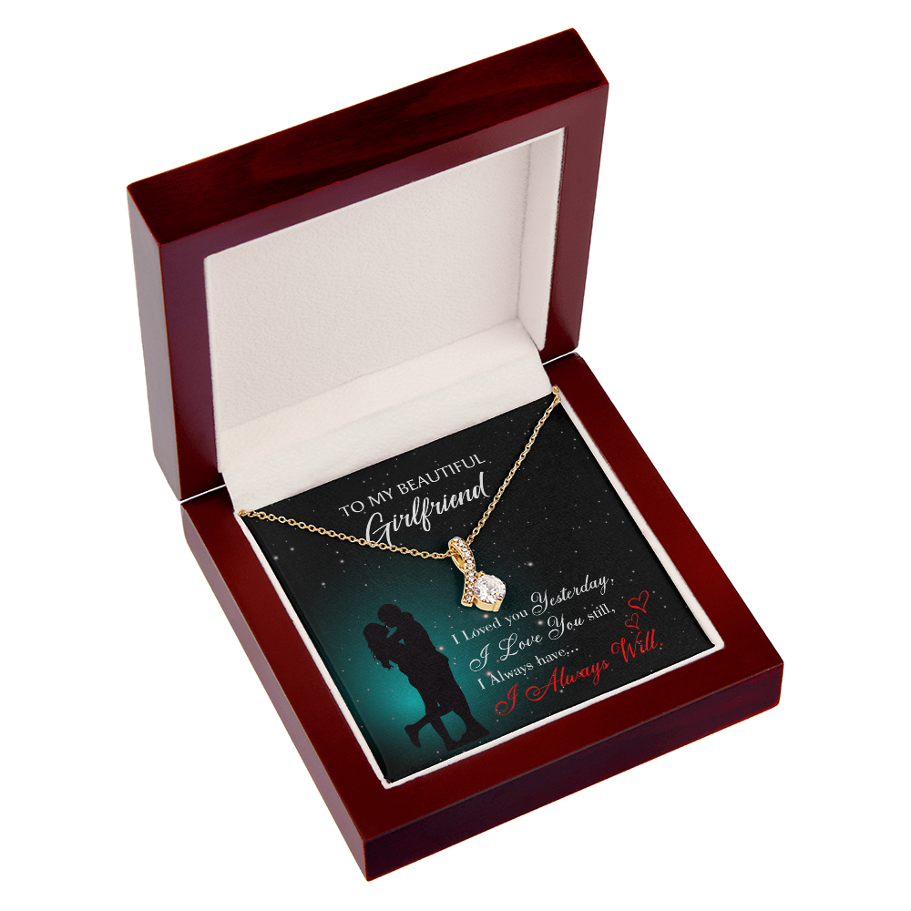 To My Girlfriend I Love You Forever Alluring Ribbon Necklace Message Card-Express Your Love Gifts